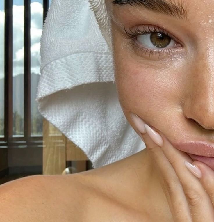 Close portrait of luminous clean skin after a beauty ritual