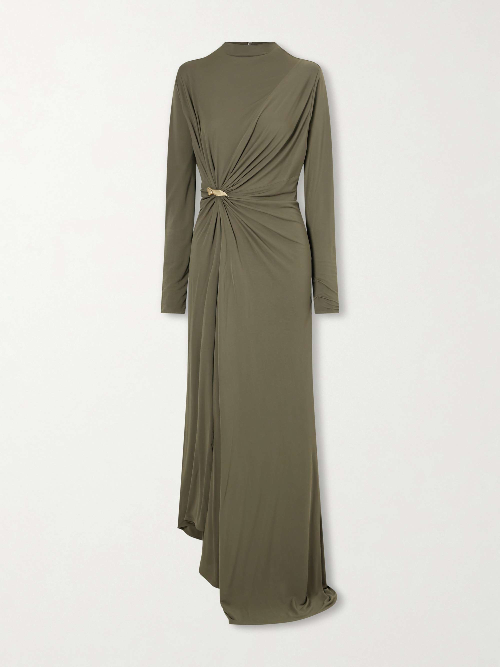 Bottega Veneta Asymmetric embellished jersey maxi dress