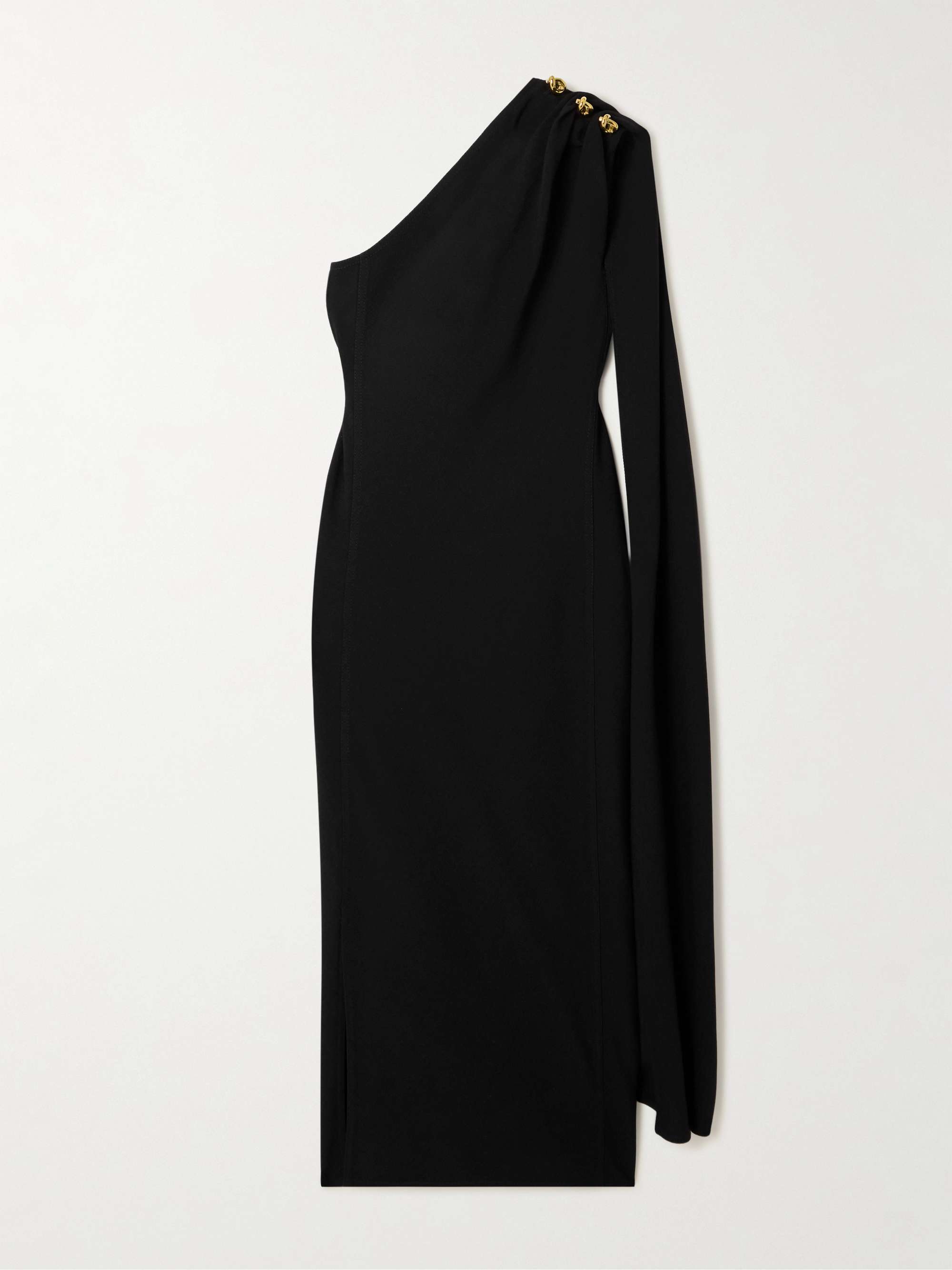Bottega Veneta Cape-effect one-shoulder crepe midi dress