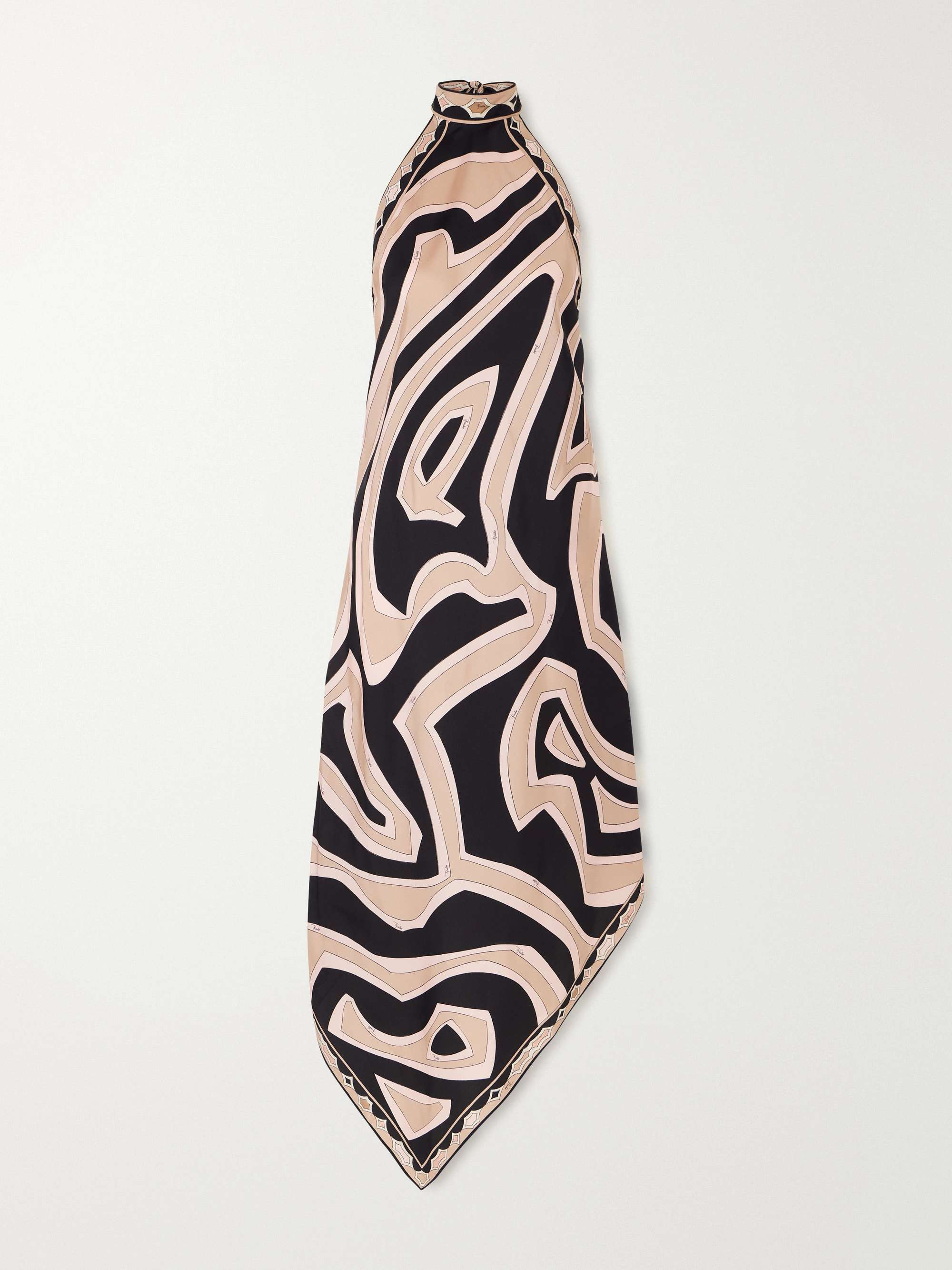 Pucci Asymmetric printed silk-twill halterneck dress