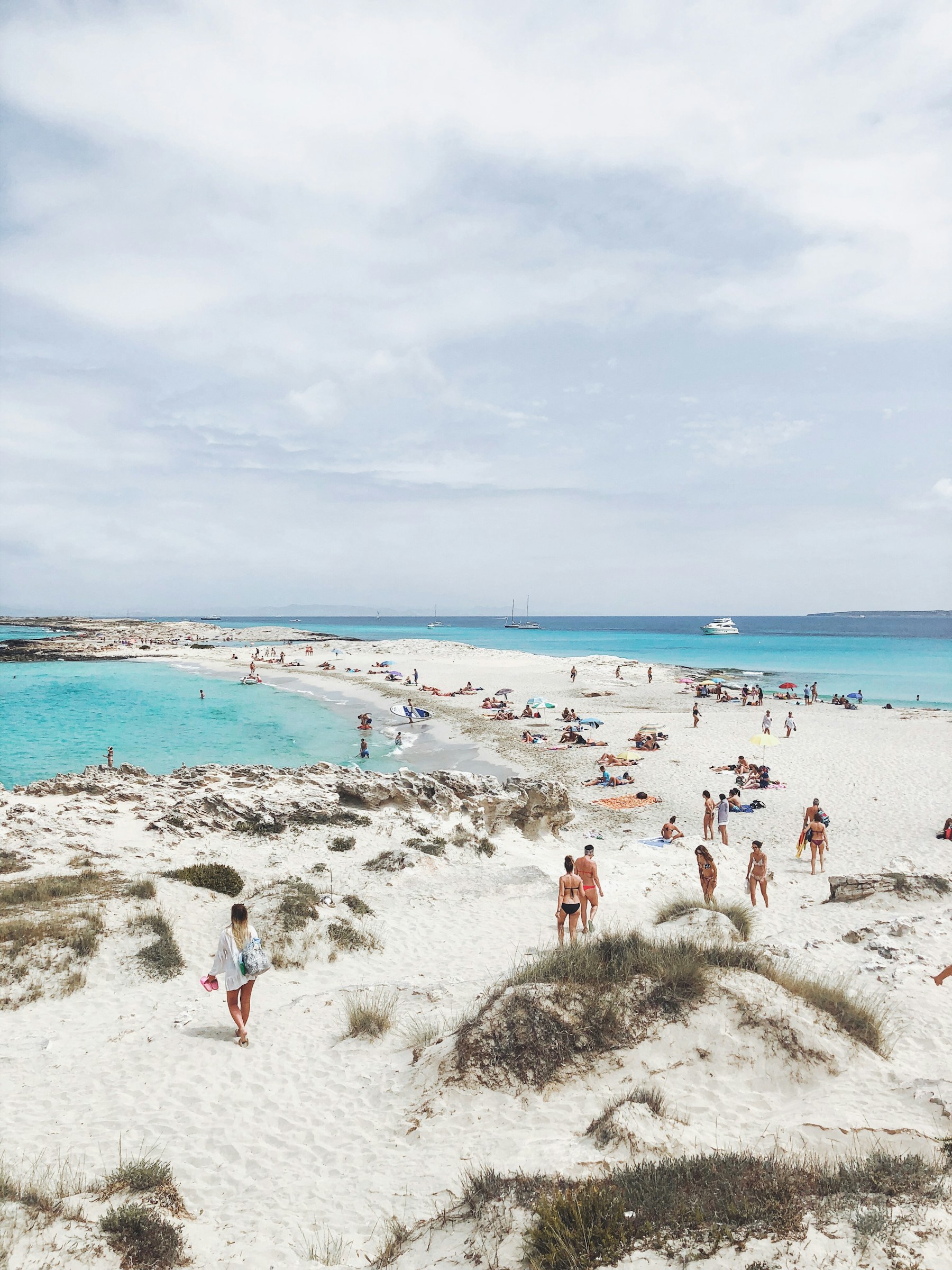 Pale dunes and turquoise water at Ses Illetes, Formentera